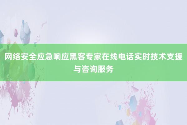 网络安全应急响应黑客专家在线电话实时技术支援与咨询服务