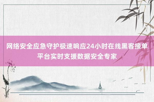 网络安全应急守护极速响应24小时在线黑客接单平台实时支援数据安全专家