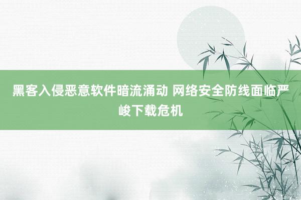 黑客入侵恶意软件暗流涌动 网络安全防线面临严峻下载危机