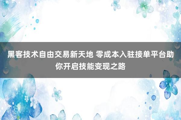 黑客技术自由交易新天地 零成本入驻接单平台助你开启技能变现之路